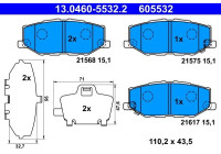 Brake pad set, disc brake 13.0460-5532.2 ATE