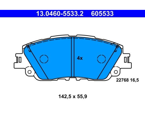 Brake pad set, disc brake 13.0460-5533.2 ATE
