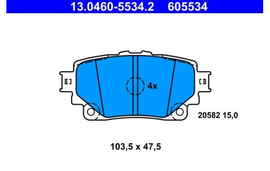 Brake pad set, disc brake 13.0460-5534.2 ATE