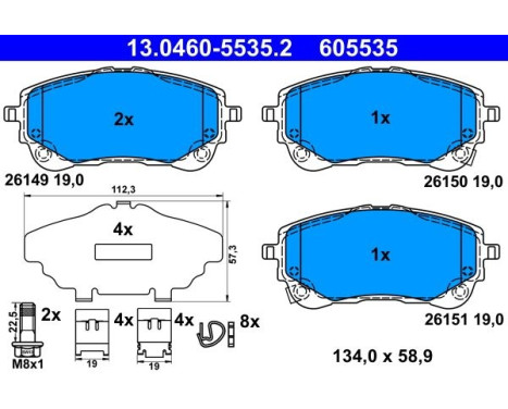 Brake pad set, disc brake 13.0460-5535.2 ATE