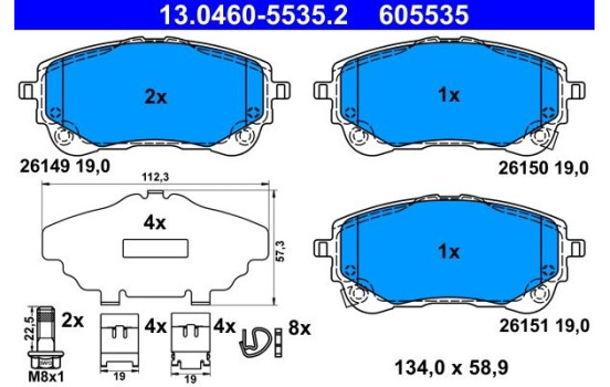 Brake pad set, disc brake 13.0460-5535.2 ATE