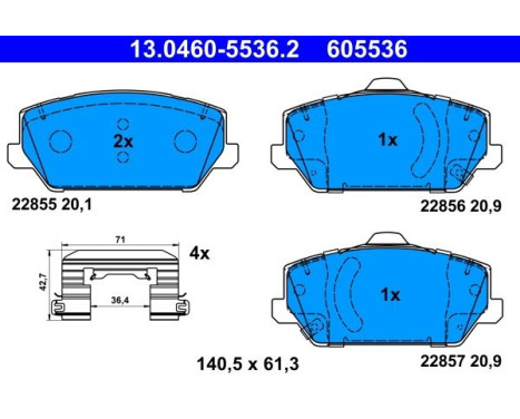 Brake pad set, disc brake 13.0460-5536.2 ATE