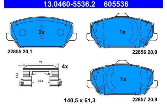 Brake pad set, disc brake 13.0460-5536.2 ATE