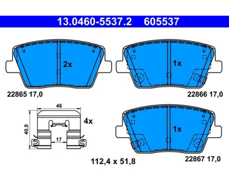 Brake pad set, disc brake 13.0460-5537.2 ATE