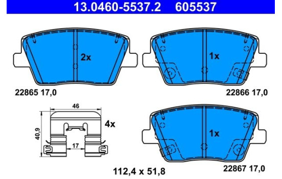 Brake pad set, disc brake 13.0460-5537.2 ATE