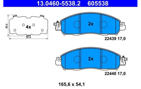 Brake Pad Set, disc brake 13.0460-5538.2 ATE