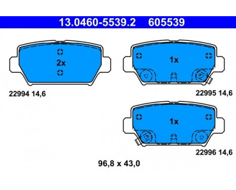 Brake Pad Set, disc brake 13.0460-5539.2 ATE