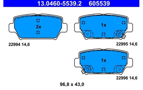 Brake Pad Set, disc brake 13.0460-5539.2 ATE