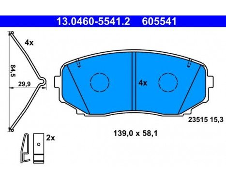 Brake pad set, disc brake 13.0460-5541.2 ATE