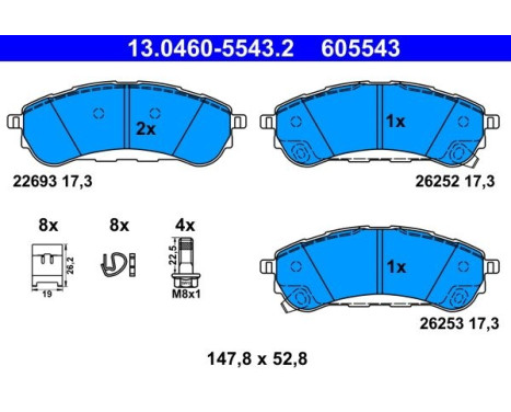 Brake pad set, disc brake 13.0460-5543.2 ATE