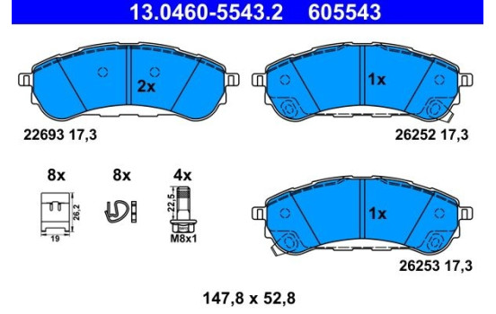 Brake pad set, disc brake 13.0460-5543.2 ATE