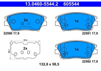 Brake pad set, disc brake 13.0460-5544.2 ATE