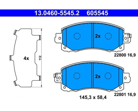 Brake pad set, disc brake 13.0460-5545.2 ATE
