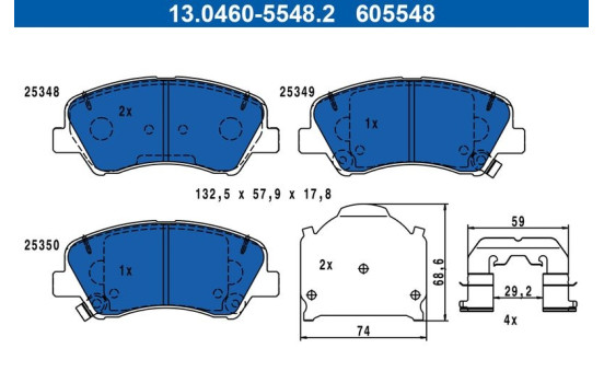 Brake pad set, disc brake 13.0460-5548.2 ATE
