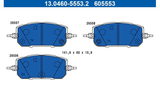 Brake pad set, disc brake 13.0460-5553.2 ATE