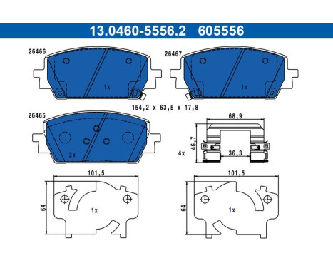Brake pad set, disc brake 13.0460-5556.2 ATE