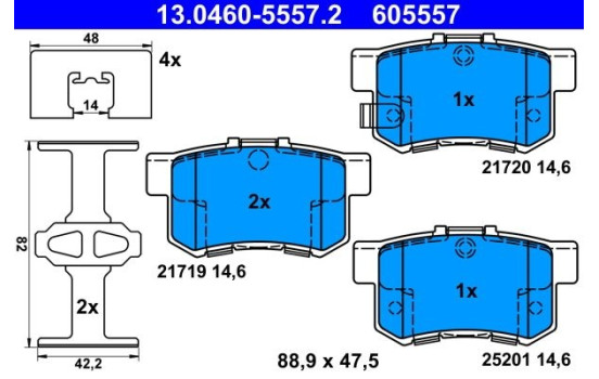 Brake pad set, disc brake 13.0460-5557.2 ATE