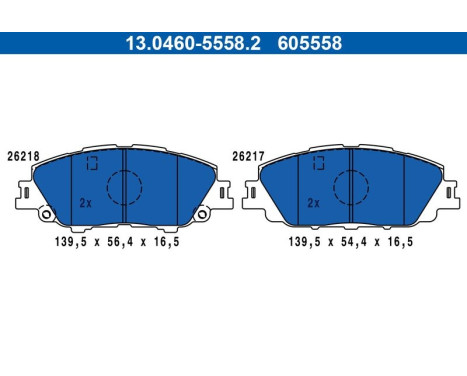 Brake pad set, disc brake 13.0460-5558.2 ATE