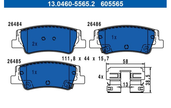 Brake pad set, disc brake 13.0460-5565.2 ATE