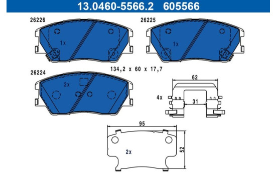 Brake pad set, disc brake 13.0460-5566.2 ATE