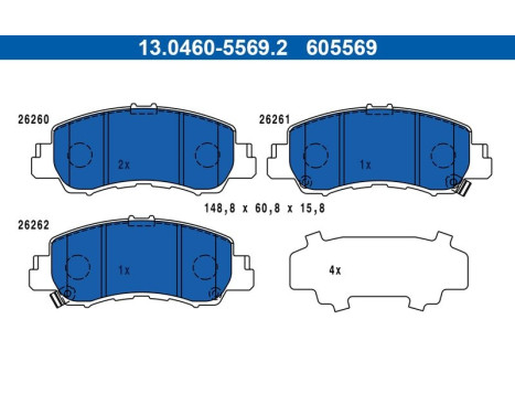 Brake pad set, disc brake 13.0460-5569.2 ATE