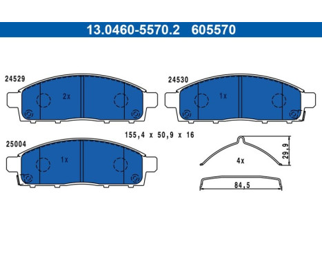Brake pad set, disc brake 13.0460-5570.2 ATE