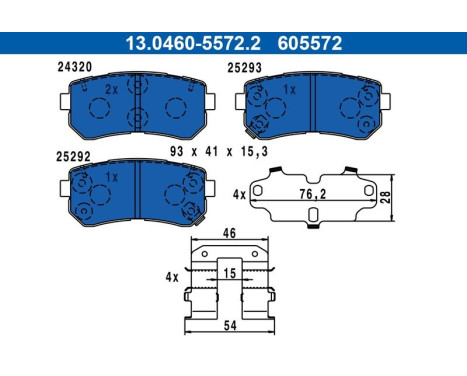 Brake pad set, disc brake 13.0460-5572.2 ATE