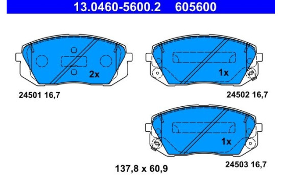 Brake Pad Set, disc brake 13.0460-5600.2 ATE, Image 2