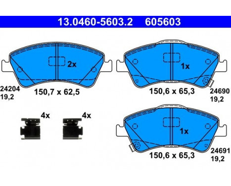 Brake Pad Set, disc brake 13.0460-5603.2 ATE, Image 2