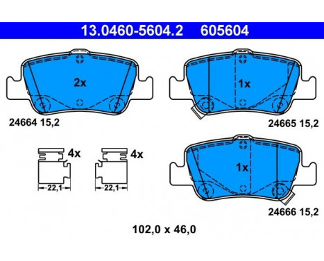 Brake Pad Set, disc brake 13.0460-5604.2 ATE, Image 2