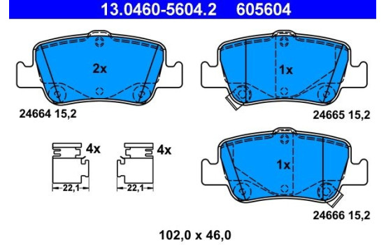 Brake Pad Set, disc brake 13.0460-5604.2 ATE, Image 2