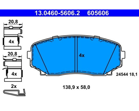 Brake Pad Set, disc brake 13.0460-5606.2 ATE, Image 2