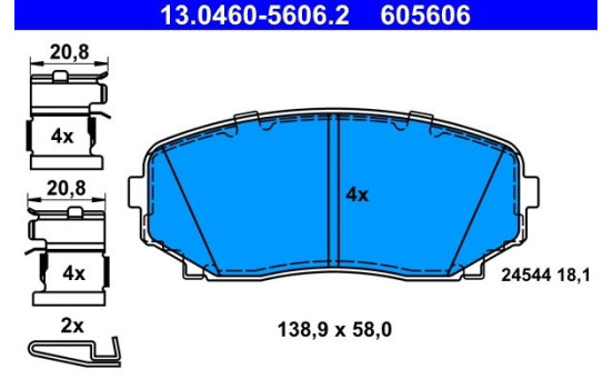 Brake Pad Set, disc brake 13.0460-5606.2 ATE, Image 2