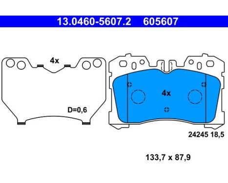 Brake Pad Set, disc brake 13.0460-5607.2 ATE, Image 2
