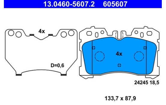 Brake Pad Set, disc brake 13.0460-5607.2 ATE, Image 2