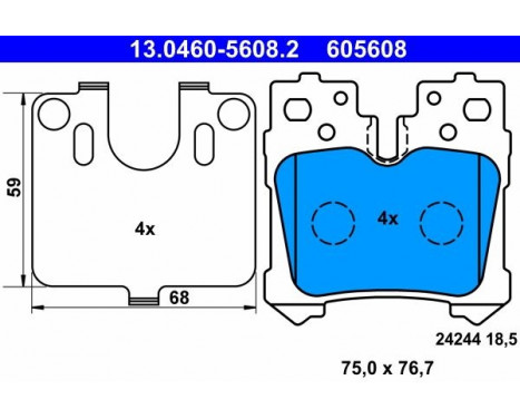 Brake Pad Set, disc brake 13.0460-5608.2 ATE, Image 2