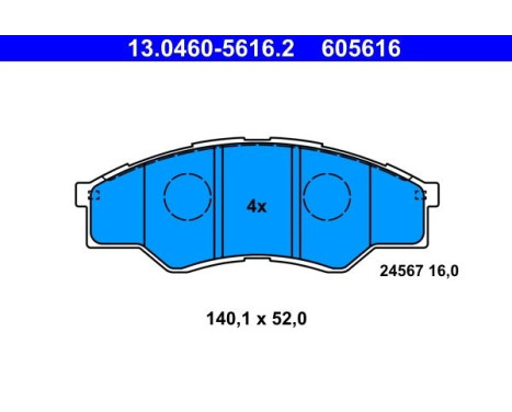 Brake Pad Set, disc brake 13.0460-5616.2 ATE