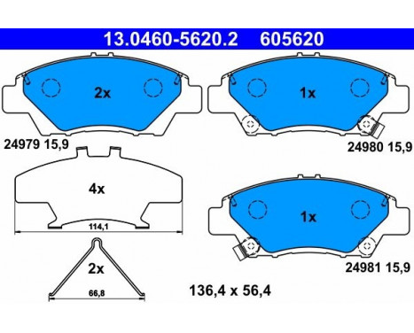 Brake Pad Set, disc brake 13.0460-5620.2 ATE, Image 2