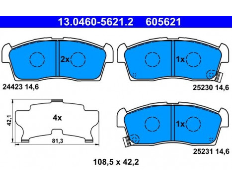 Brake Pad Set, disc brake 13.0460-5621.2 ATE