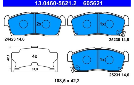 Brake Pad Set, disc brake 13.0460-5621.2 ATE