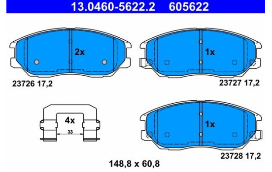 Brake Pad Set, disc brake 13.0460-5622.2 ATE