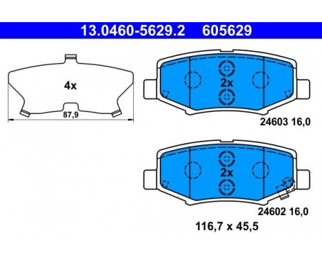 Brake Pad Set, disc brake 13.0460-5629.2 ATE