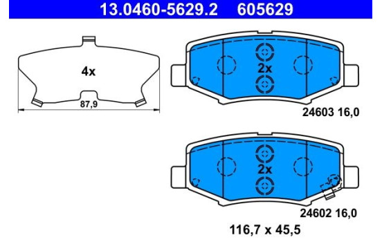 Brake Pad Set, disc brake 13.0460-5629.2 ATE