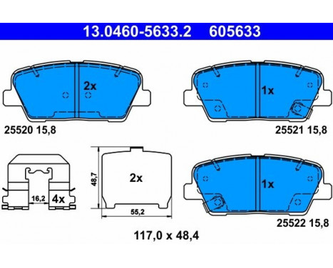 Brake Pad Set, disc brake 13.0460-5633.2 ATE