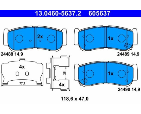 Brake Pad Set, disc brake 13.0460-5637.2 ATE