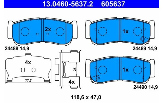 Brake Pad Set, disc brake 13.0460-5637.2 ATE