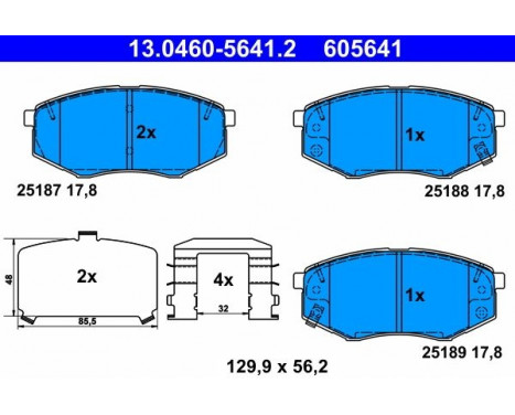 Brake Pad Set, disc brake 13.0460-5641.2 ATE, Image 2