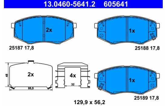 Brake Pad Set, disc brake 13.0460-5641.2 ATE, Image 2
