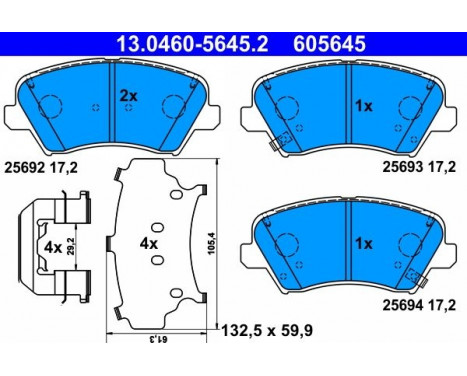 Brake Pad Set, disc brake 13.0460-5645.2 ATE, Image 2