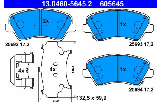 Brake Pad Set, disc brake 13.0460-5645.2 ATE, Image 2